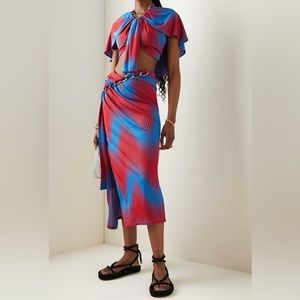 BNWT Paco Rabanne Chain Detailed Echo Print Jersey Maxi Skirt